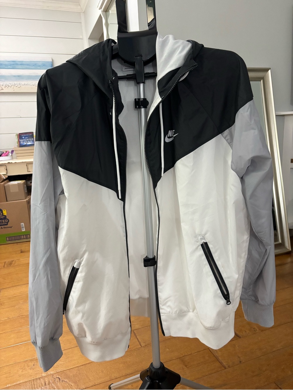 Nike Colorblock Black, White & Gray Men's Windbreaker Jacket